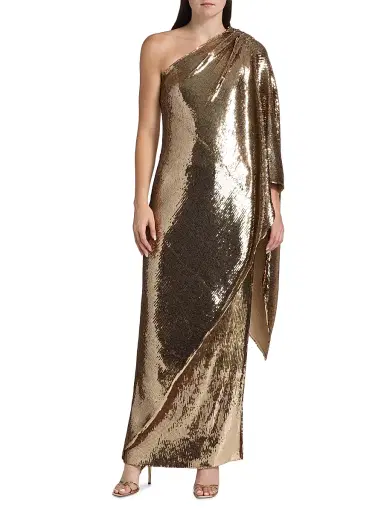 PRABAL GURUNG Women's Sari Sequined One-Shoulder Gown | Thumbnail 3