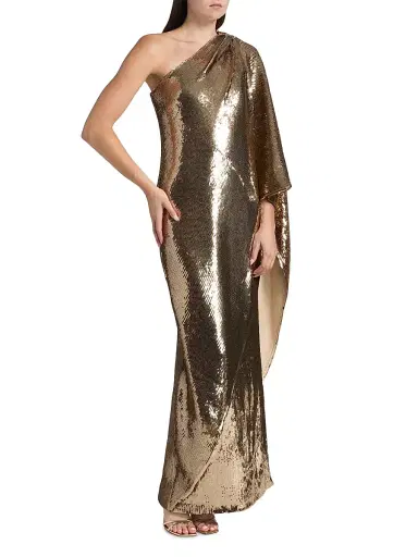 PRABAL GURUNG Women's Sari Sequined One-Shoulder Gown | Thumbnail 4