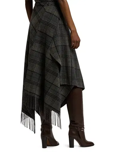 Ralph Lauren Collection Women's Hadiah Plaid Wool Scarf Skirt - Grey Black | Thumbnail 5 Ralph Lauren Collection Women's Hadiah Plaid Wool Scarf Skirt - Grey Black | Thumbnail 5