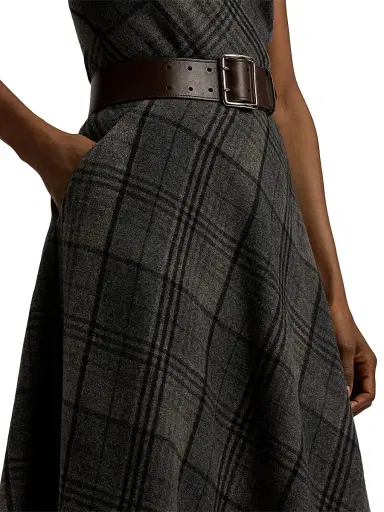 Ralph Lauren Collection Women's Hadiah Plaid Wool Scarf Skirt - Grey Black | Thumbnail 6 Ralph Lauren Collection Women's Hadiah Plaid Wool Scarf Skirt - Grey Black | Thumbnail 6