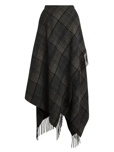 Ralph Lauren Collection Women's Hadiah Plaid Wool Scarf Skirt - Grey Black | Thumbnail 1 Ralph Lauren Collection Women's Hadiah Plaid Wool Scarf Skirt - Grey Black | Thumbnail 1