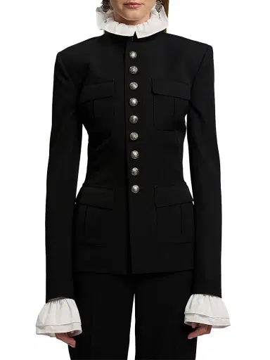 Ralph Lauren Collection Women's Eliza Grain De Poudre Jacket - Black | Thumbnail 3 Ralph Lauren Collection Women's Eliza Grain De Poudre Jacket - Black | Thumbnail 3