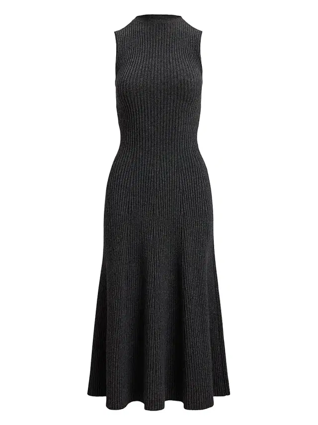 Ralph Lauren Collection Women's Lofty Cashmere-Blend Midi-Sweaterdress Grey Melange