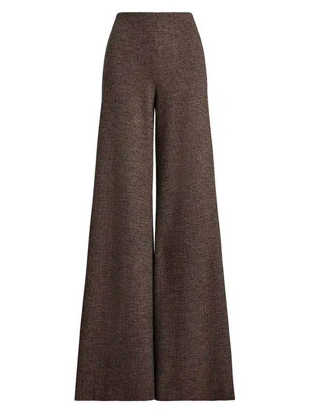 Ralph Lauren Collection Women's Isaiah Tick-Weave Wool Wide-Leg Pants - Dark Brown Camel