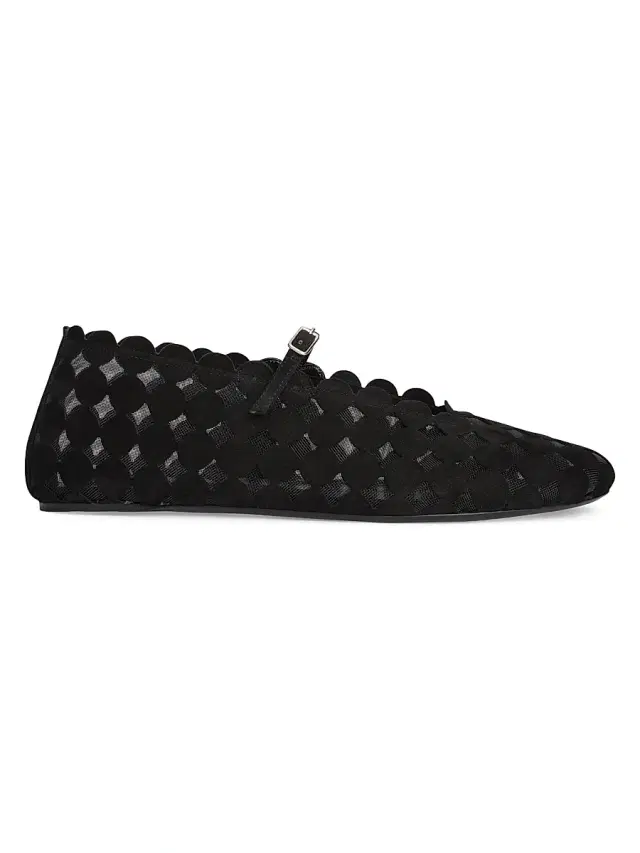Pierre Hardy Women's Bubble Suede Ballet Flats - Suede Kid Mesh Black