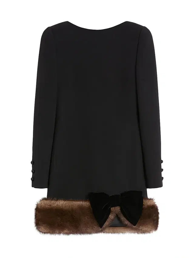 Women's Wool Crepe Short Dress - Black