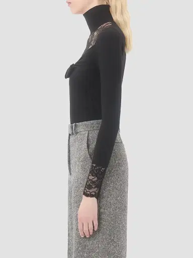 Valentino Garavani Women's Wool Sweater with Lace - Black - Size XS | Thumbnail 3 Valentino Garavani Women's Wool Sweater with Lace - Black - Size XS | Thumbnail 3