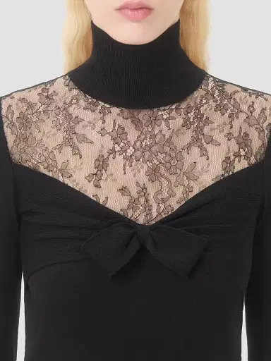 Valentino Garavani Women's Wool Sweater with Lace - Black - Size XS | Thumbnail 5 Valentino Garavani Women's Wool Sweater with Lace - Black - Size XS | Thumbnail 5