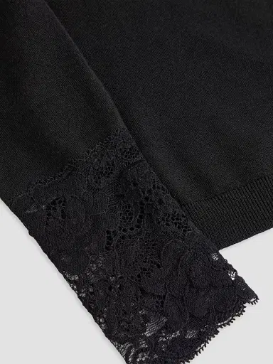 Valentino Garavani Women's Wool Sweater with Lace - Black - Size XS | Thumbnail 6 Valentino Garavani Women's Wool Sweater with Lace - Black - Size XS | Thumbnail 6