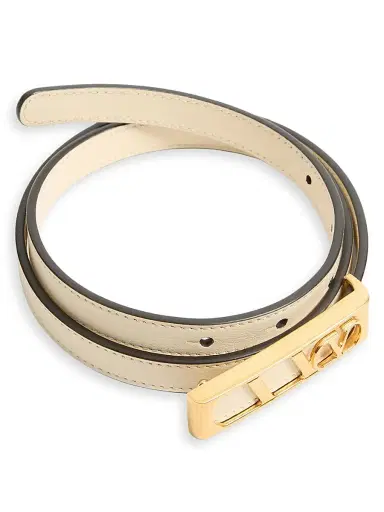 Valentino Garavani Women's Vlogo Signature Belt In Shiny Calfskin 15 MM - Butter | Thumbnail 3