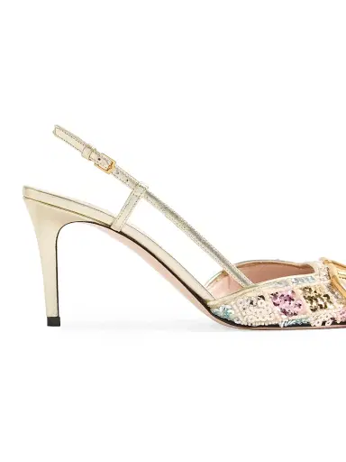 Valentino Garavani Women's VLogo Signature 80MM Slingback Pumps Décolleté - Platinum - Size 6.5 | Thumbnail 6 Valentino Garavani Women's VLogo Signature 80MM Slingback Pumps Décolleté - Platinum - Size 6.5 | Thumbnail 6