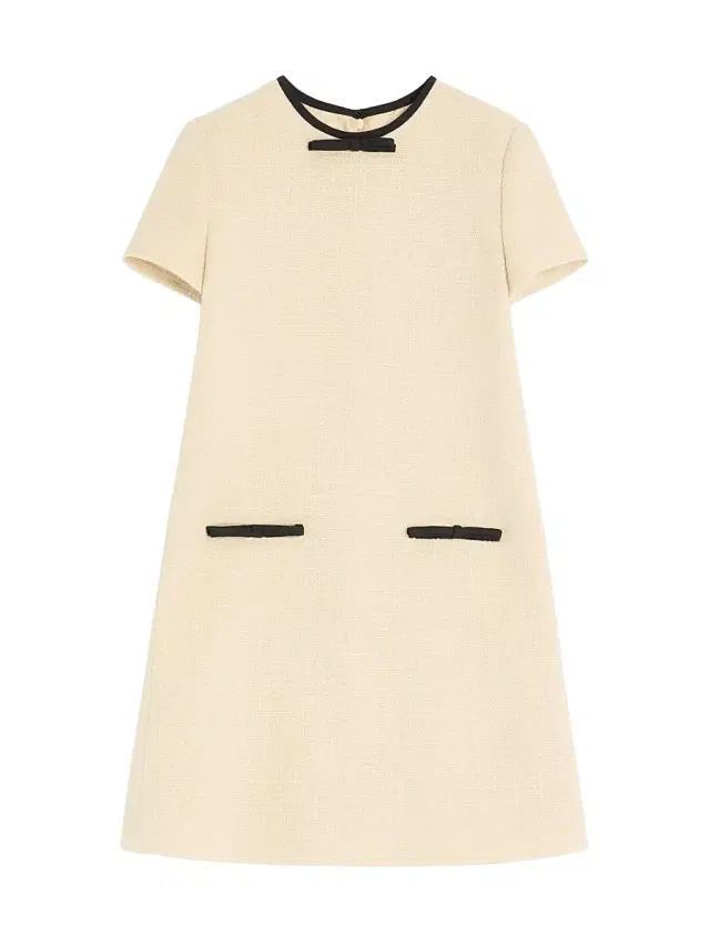 Women's Short Dress in Plain Wool Tweed - Almond Black