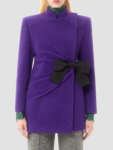 Valentino Garavani Women's Velour Peacoat - Purple Black - Size 6 | Thumbnail 2 Valentino Garavani Women's Velour Peacoat - Purple Black - Size 6 | Thumbnail 2