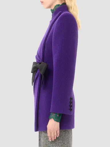 Valentino Garavani Women's Velour Peacoat - Purple Black - Size 6 | Thumbnail 3 Valentino Garavani Women's Velour Peacoat - Purple Black - Size 6 | Thumbnail 3