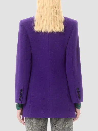 Valentino Garavani Women's Velour Peacoat - Purple Black - Size 6 | Thumbnail 4 Valentino Garavani Women's Velour Peacoat - Purple Black - Size 6 | Thumbnail 4