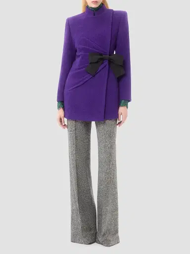 Valentino Garavani Women's Velour Peacoat - Purple Black - Size 6 | Thumbnail 7 Valentino Garavani Women's Velour Peacoat - Purple Black - Size 6 | Thumbnail 7