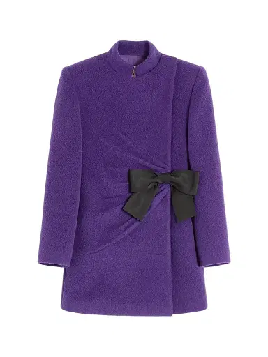 Valentino Garavani Women's Velour Peacoat - Purple Black - Size 6 | Thumbnail 1 Valentino Garavani Women's Velour Peacoat - Purple Black - Size 6 | Thumbnail 1