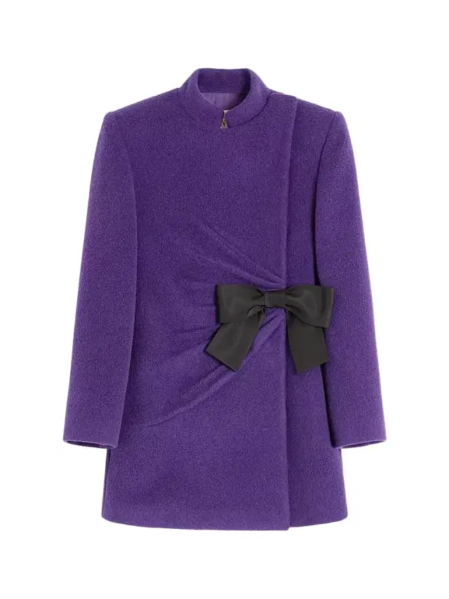 Women's Velour Peacoat - Purple Black