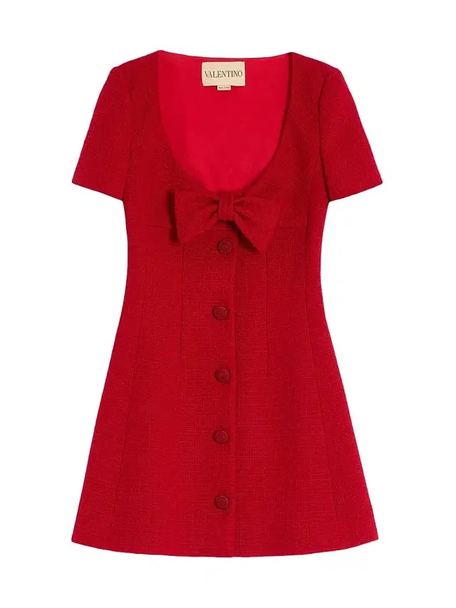 Women's Short Dress in Plain Wool Tweed - Paris