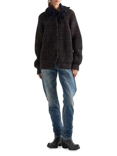 Prada Women's Mouliné Wool Cardigan - Brown | Thumbnail 5