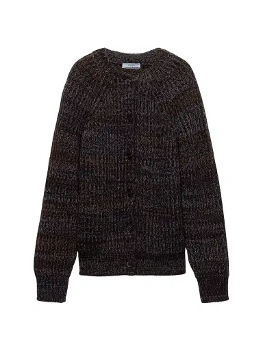 Prada Women's Mouliné Wool Cardigan - Brown | Thumbnail 1