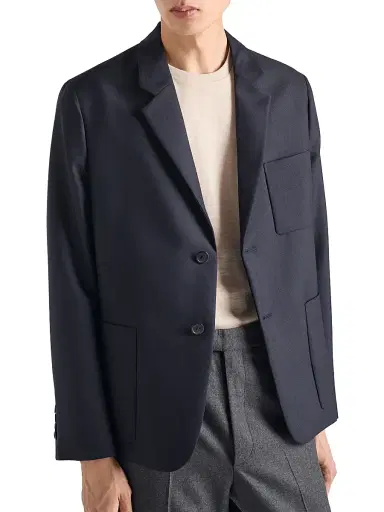Prada Men's Single-Breasted Wool and Mohair Jacket - Blue | Thumbnail 4 Prada Men's Single-Breasted Wool and Mohair Jacket - Blue | Thumbnail 4