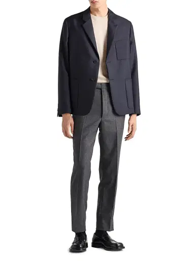 Prada Men's Single-Breasted Wool and Mohair Jacket - Blue | Thumbnail 7 Prada Men's Single-Breasted Wool and Mohair Jacket - Blue | Thumbnail 7