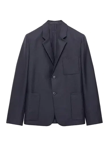 Prada Men's Single-Breasted Wool and Mohair Jacket - Blue | Thumbnail 1 Prada Men's Single-Breasted Wool and Mohair Jacket - Blue | Thumbnail 1