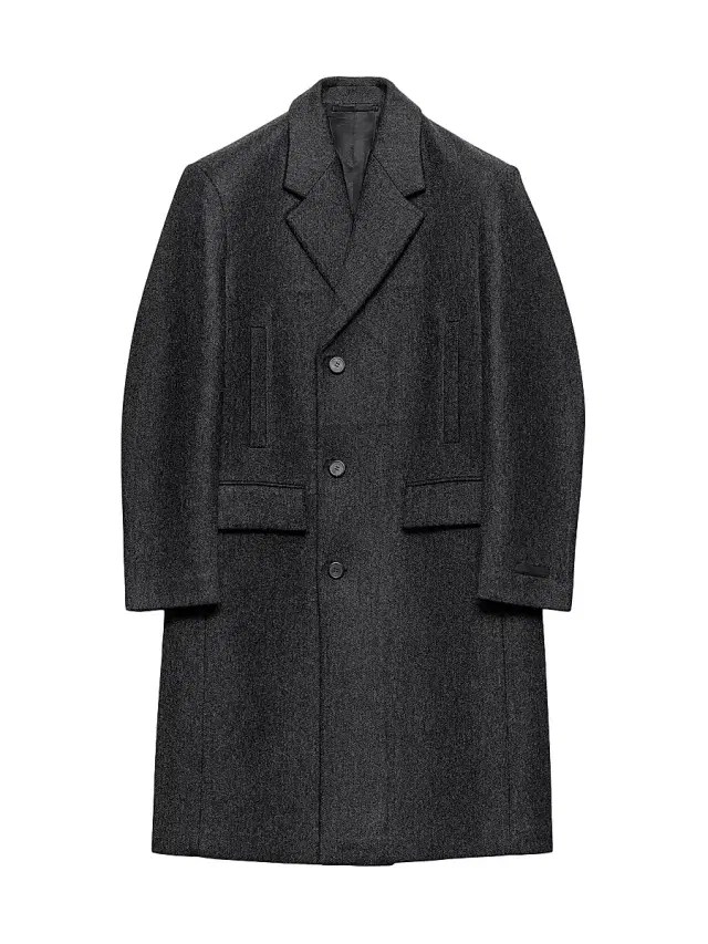 Men's Single-Breasted Wool Coat - Grey