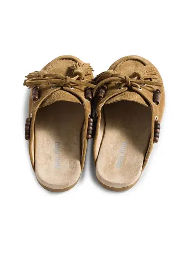 Miu Miu Women's Suede Leather Mules - Beige - Size 6.5 | Thumbnail 2 Miu Miu Women's Suede Leather Mules - Beige - Size 6.5 | Thumbnail 2