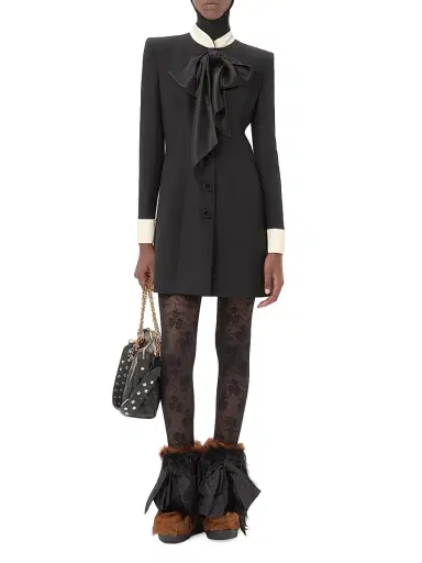 Valentino Garavani Women's Crepe Couture Short Dress - Black Champagne - Size 4 | Thumbnail 7
