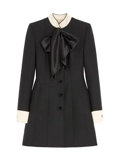 Valentino Garavani Women's Crepe Couture Short Dress - Black Champagne - Size 4 | Thumbnail 1
