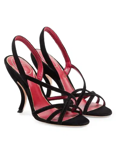 Valentino Garavani Women's Fetishique Velvet 105MM Sandals | Thumbnail 2