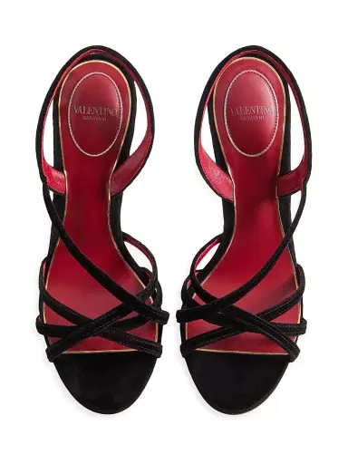 Valentino Garavani Women's Fetishique Velvet 105MM Sandals | Thumbnail 4