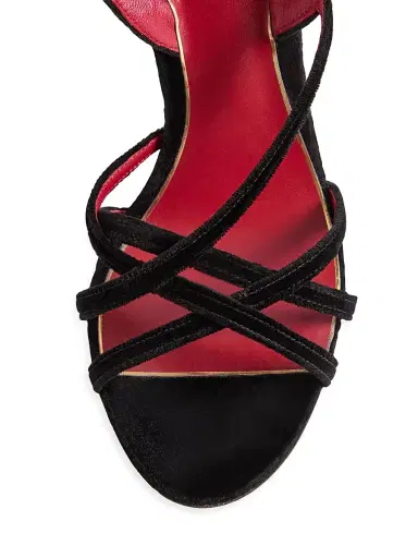 Valentino Garavani Women's Fetishique Velvet 105MM Sandals | Thumbnail 5