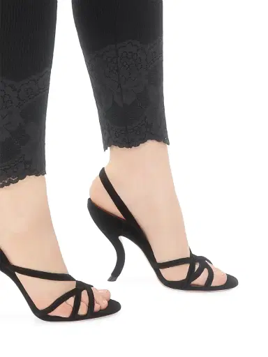 Valentino Garavani Women's Fetishique Velvet 105MM Sandals | Thumbnail 7