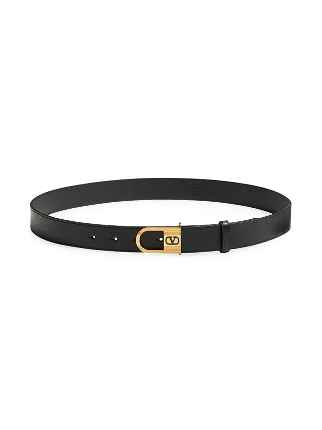Men's VLogo Signature 30MM Belt in Shiny Calfskin - Black