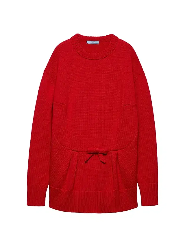 Women's Wool Cardigan with Bow - Red