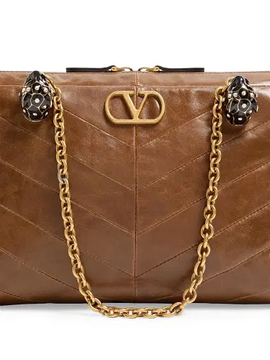 Valentino Garavani Women's Panthea Shoulder Bag in Nappa Leather with Chevron Pattern - Tundra | Thumbnail 8 Valentino Garavani Women's Panthea Shoulder Bag in Nappa Leather with Chevron Pattern - Tundra | Thumbnail 8