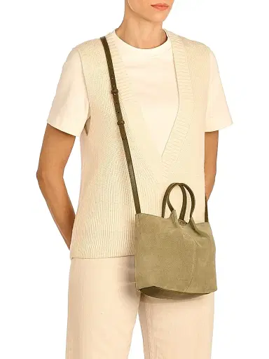 Il Bisonte Women's Nina Suede Tote Bag - Bamboo And Verde Rugiada | Thumbnail 2 Il Bisonte Women's Nina Suede Tote Bag - Bamboo And Verde Rugiada | Thumbnail 2