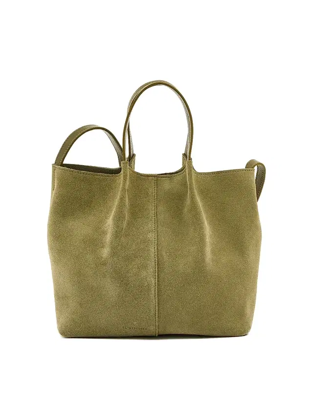Il Bisonte Women's  Nina Suede Tote Bag - Bamboo And Verde Rugiada
