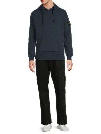 Stone Island Men's Cotton Logo-Patch Hoodie - Navy Blue - Size XS | Thumbnail 2
