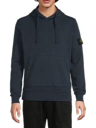 Stone Island Men's Cotton Logo-Patch Hoodie - Navy Blue - Size XS | Thumbnail 3
