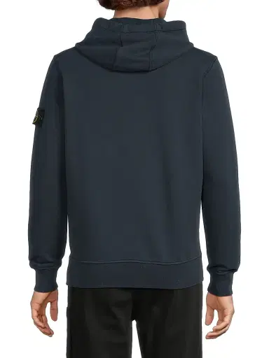 Stone Island Men's Cotton Logo-Patch Hoodie - Navy Blue - Size XS | Thumbnail 5