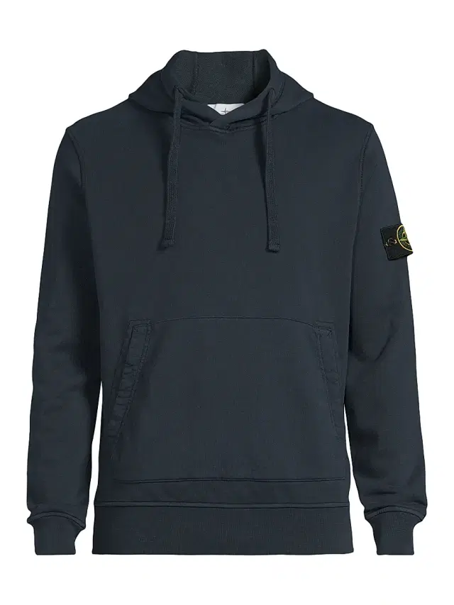Men's Cotton Logo-Patch Hoodie - Navy Blue