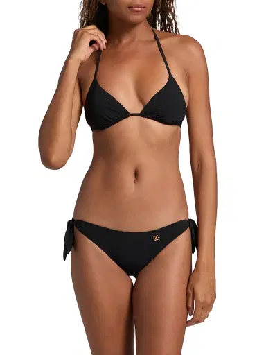 Dolce & Gabbana Women's Jersey Triangle Bikini Top - Nero - Size XL | Thumbnail 3