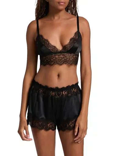 Dolce & Gabbana Women's Satin & Lace Bralette - Black - Size Large | Thumbnail 3