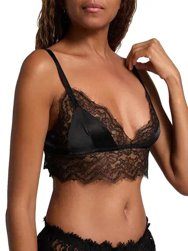 Dolce & Gabbana Women's Satin & Lace Bralette - Black - Size Large | Thumbnail 5