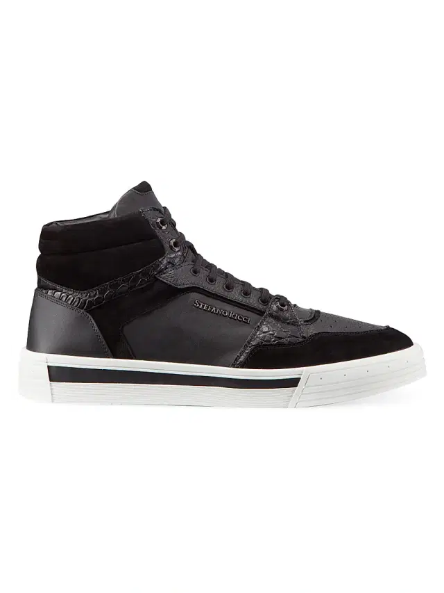 Stefano Ricci Men's Croc and Calf Ankle Boots - Black