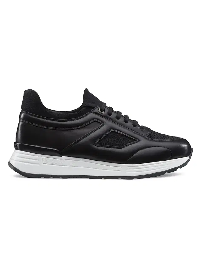 Men's Functional Calf Skin Sneakers - Black